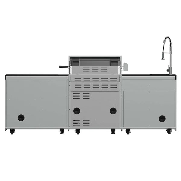 Forno Bulnes 30-Inch BBQ, 60,000 BTU, 3 Burners with Sear & Rotisserie Infrared Burners, Stainless Steel Outdoor Kitchen with 1.8 cu.ft. Beverage Center & Black Granite Countertops