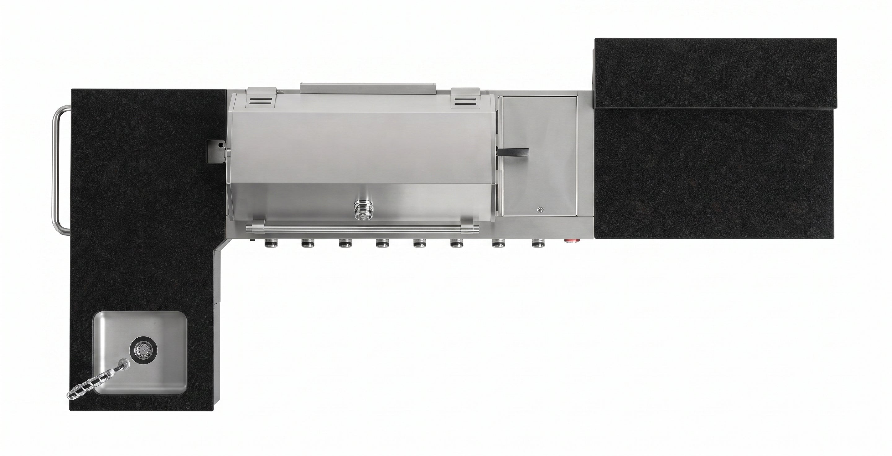Forno Bulnes 40-Inch BBQ, 95,000 BTU, 5 Burners, Sear & Rotisserie Infrared with Side Burner, Stainless Steel Outdoor Kitchen with 1.8 cu.ft. Beverage Center & Black Granite Countertops