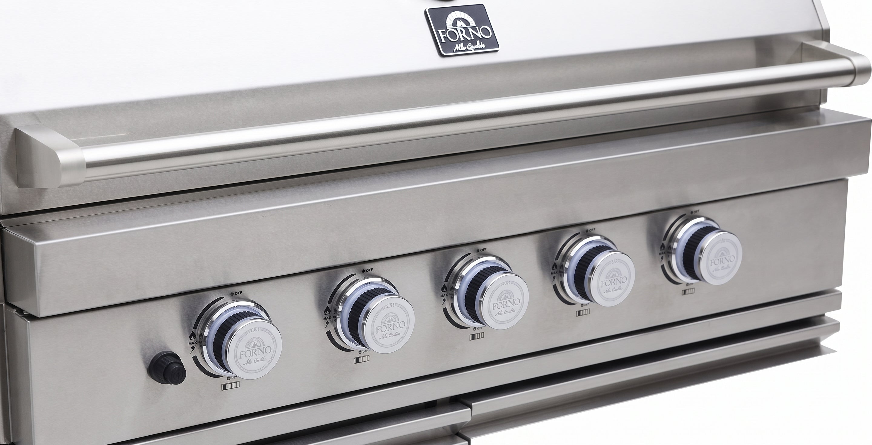 Forno Bulnes 40-Inch BBQ, 95,000 BTU, 5 Burners, Sear & Rotisserie Infrared with Side Burner, Stainless Steel Outdoor Kitchen with 1.8 cu.ft. Beverage Center & Black Granite Countertops
