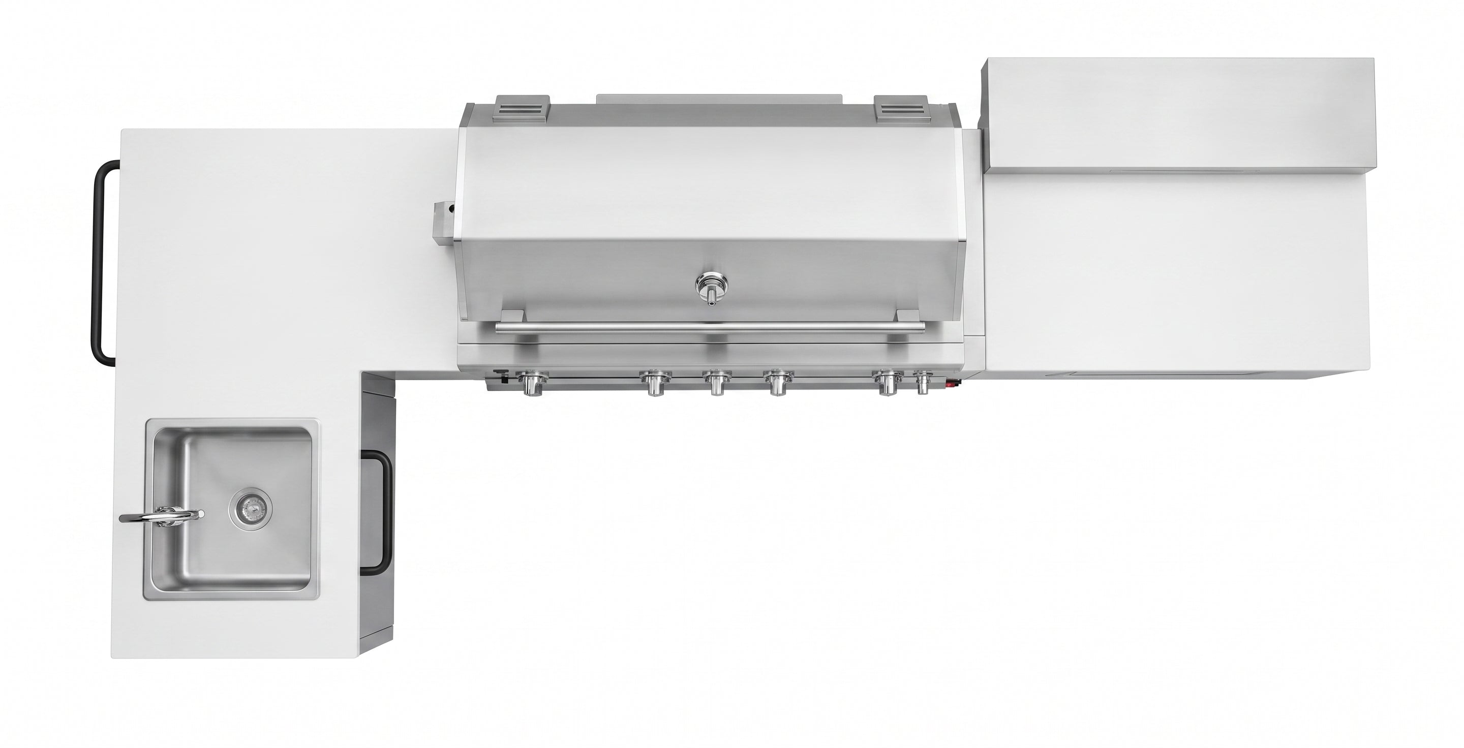 Forno Bulnes 40-Inch BBQ, 95,000 BTU, 5 Burners, Sear & Rotisserie Infrared with Side Burner, Stainless Steel Outdoor Kitchen with 1.8 cu.ft. Beverage Center & White Sintered Stone Countertops