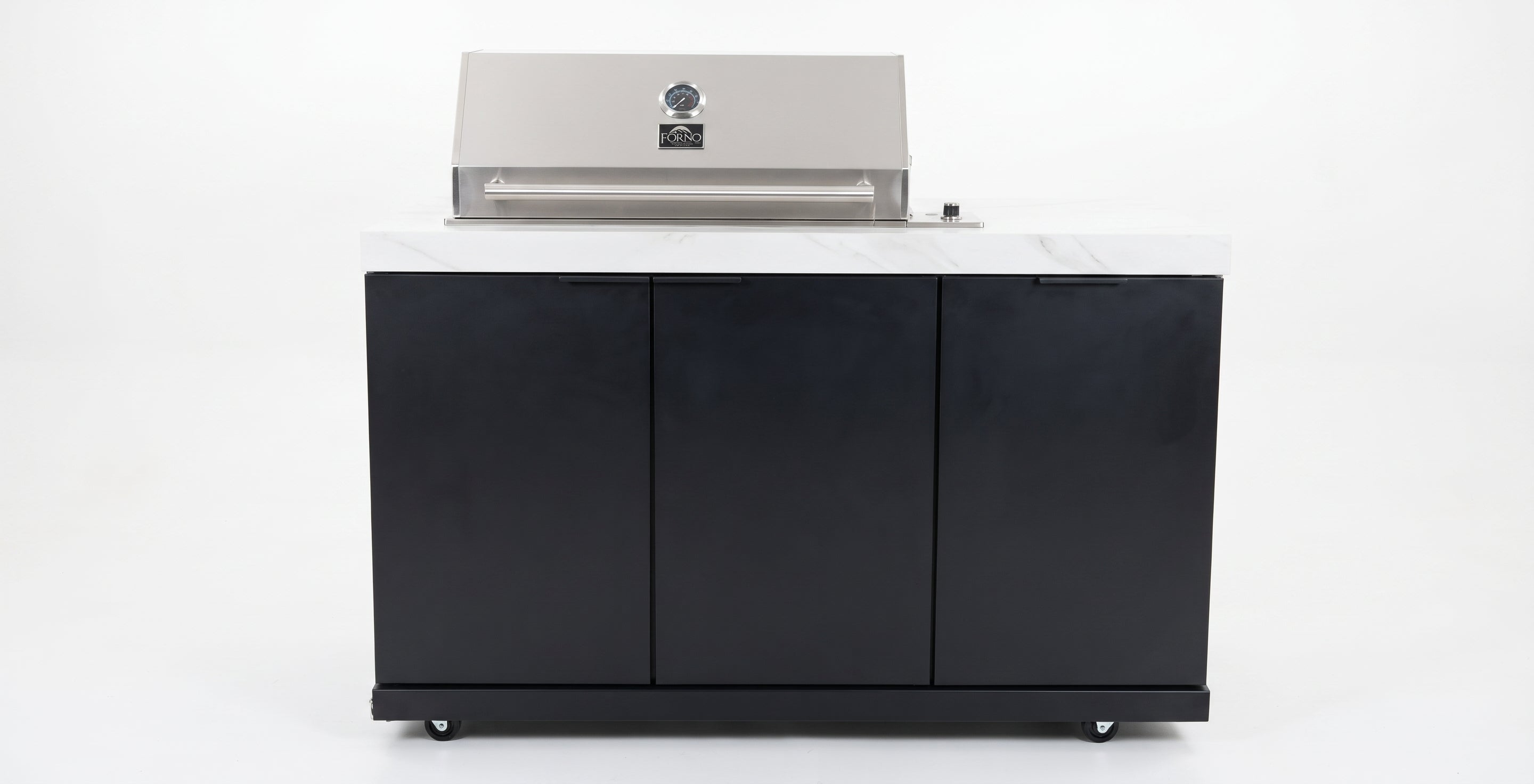 Forno Rimini Outdoor Kitchen: 30" BBQ 62,600 BTU, 4.8 cu.ft. Refrigerators, White Countertops SKU:FODKT2575WHT - Majic Backyard