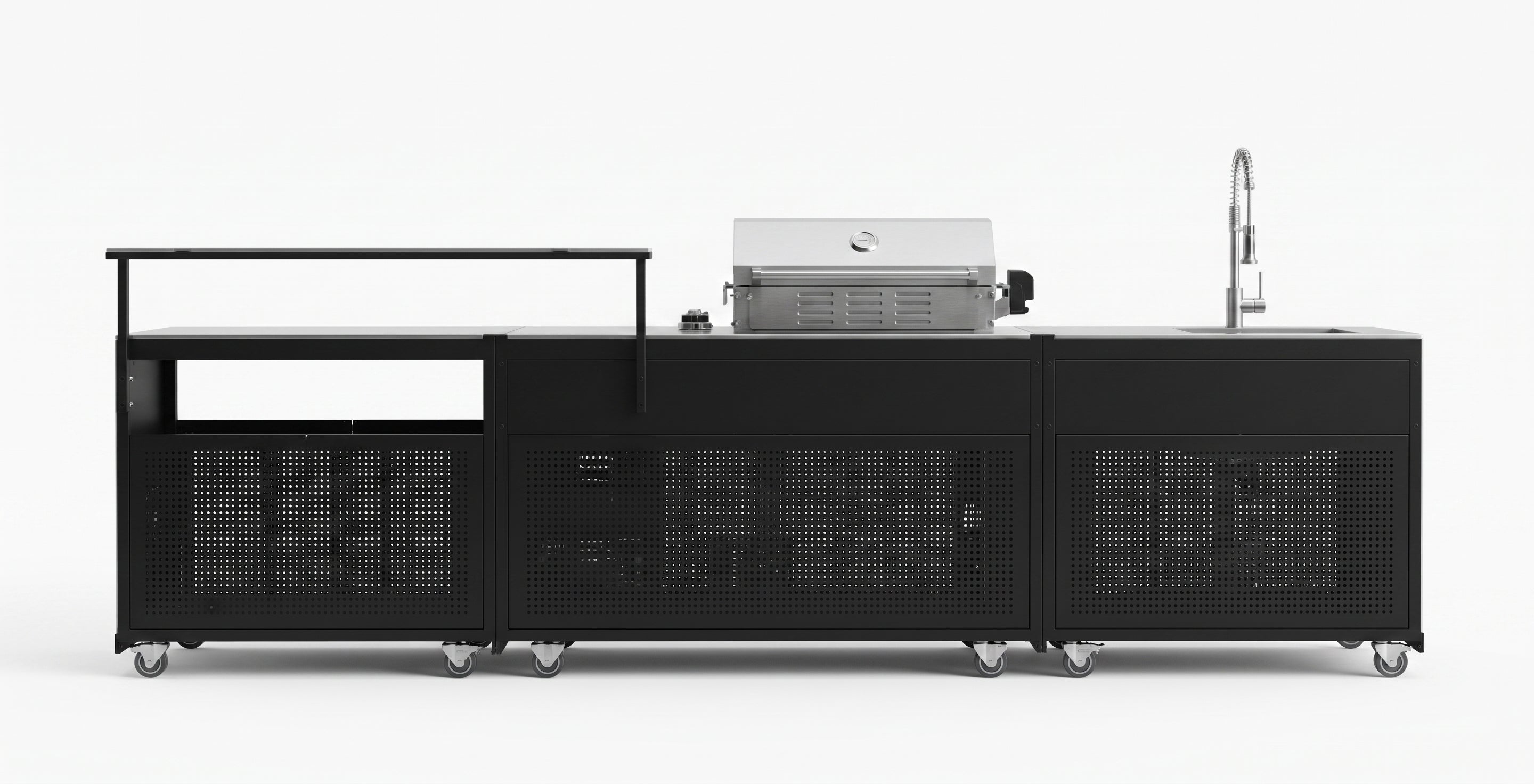 Forno Rimini Outdoor Kitchen: 30" BBQ 62,600 BTU, 4.8 cu.ft. Refrigerators, White Countertops SKU:FODKT2575WHT - Majic Backyard