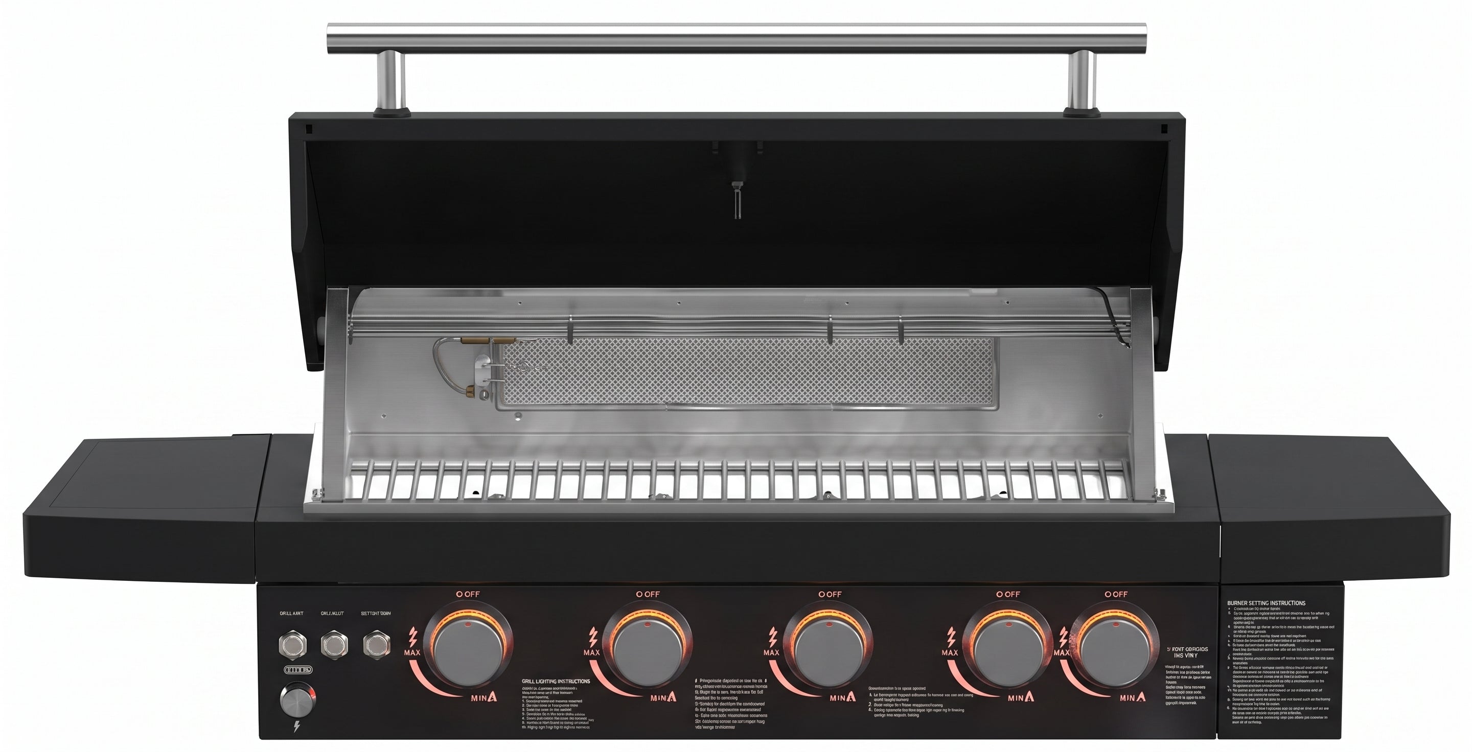 Forno All’Aperto 62,600 BTU BBQ, 3 Stainless Steel Burners, Infrared Burners, Sink Module, Black Sintered Stone Countertops, Bar and Beverage Center