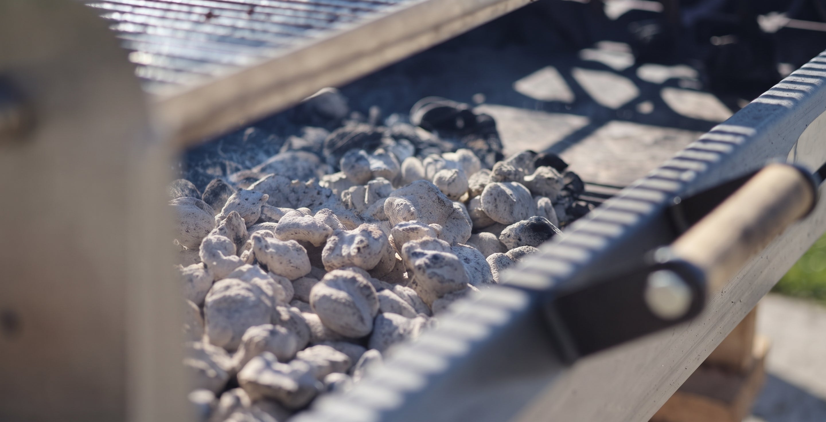 Close up of charcoal burning.