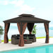 Outsunny 10' x 12' Outdoor Hardtop Gazebo with Galvanized Canopy & Netting Sidewalls for Lawn, Backyard - Majic Backyard