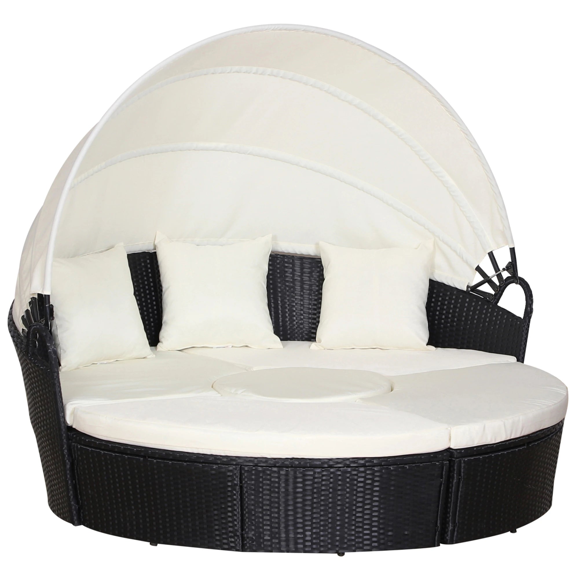 Outsunny 4 Pieces Outdoor Daybed with Retractable Canopy with Cushions and Pillows - Majic Backyard