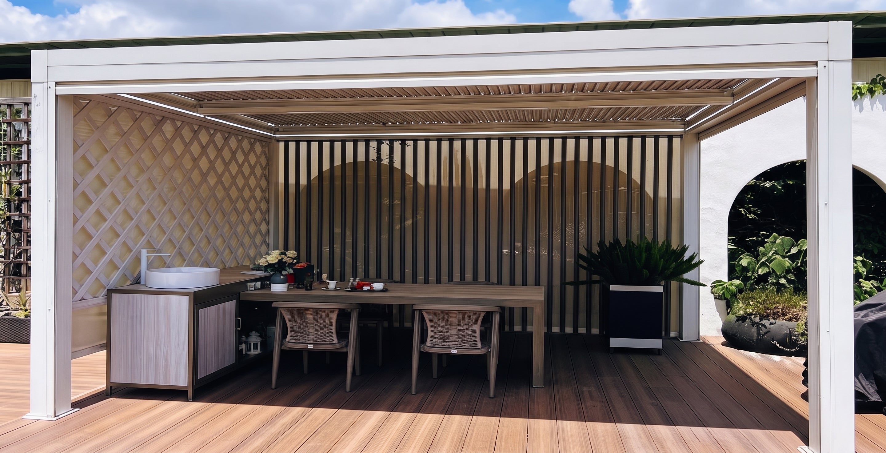 Aluminum Smart Motorized Pergola - Majic Backyard