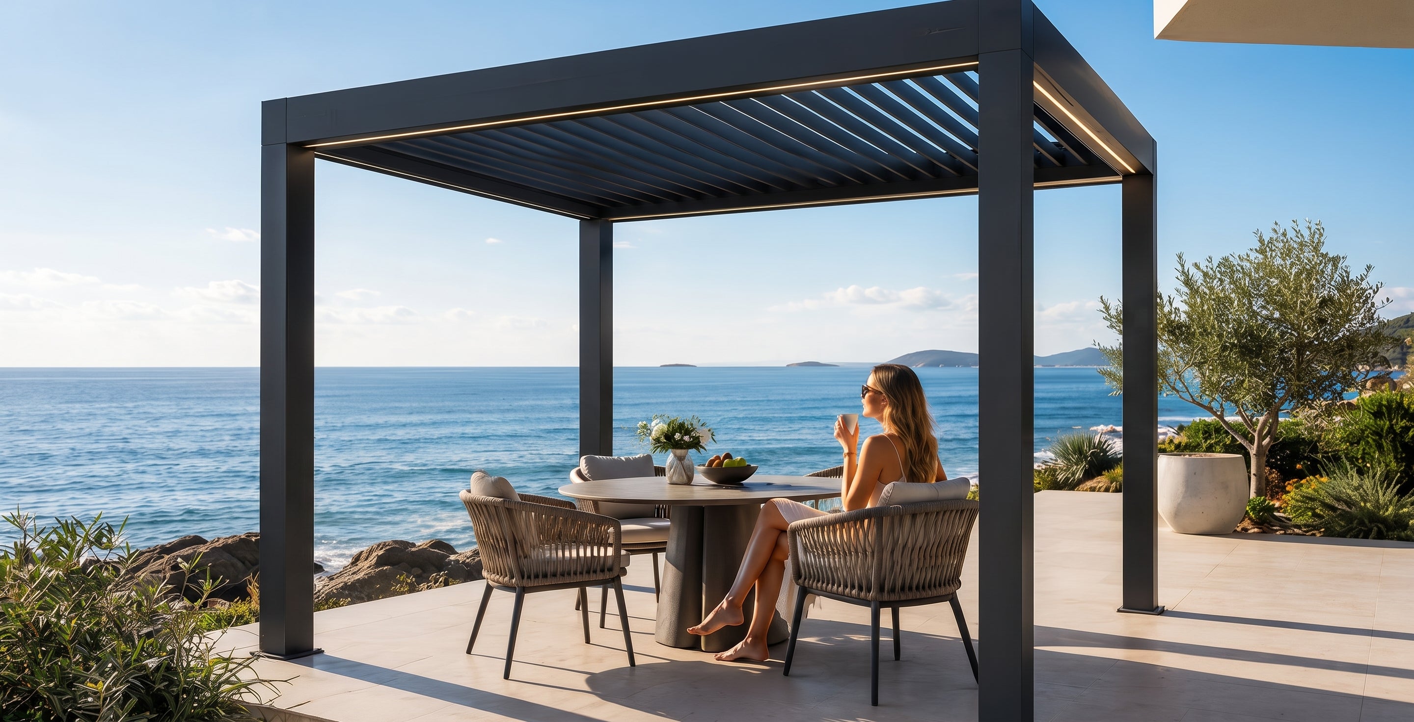 Aluminum Smart Motorized Pergola - Majic Backyard