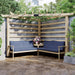 Outsunny 9' x 9' Corner Pergola with Conversation Set and Cushions, Fir Wood Outdoor Pergola with End Table, Natural and Blue - Majic Backyard