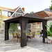 Outsunny 10' x 12' Outdoor Hardtop Gazebo Metal Roof Patio Gazebo with Aluminum Frame, Mesh Nettings, Dark Grey - Majic Backyard