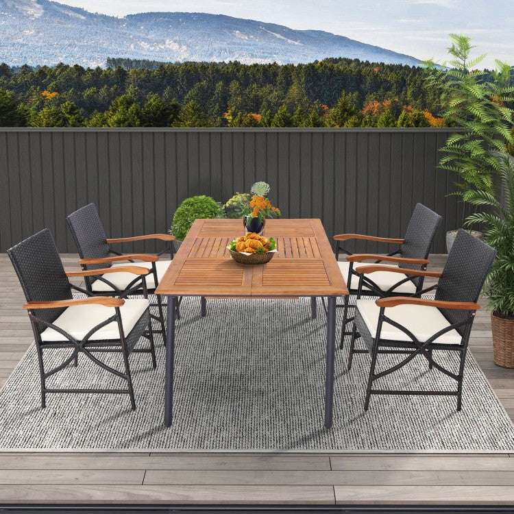 Costway Set of 4 Patio Wicker Chairs with Soft Zippered Cushion - Majic Backyard