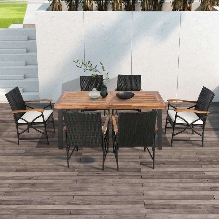 Costway Set of 4 Patio Wicker Chairs with Soft Zippered Cushion - Majic Backyard