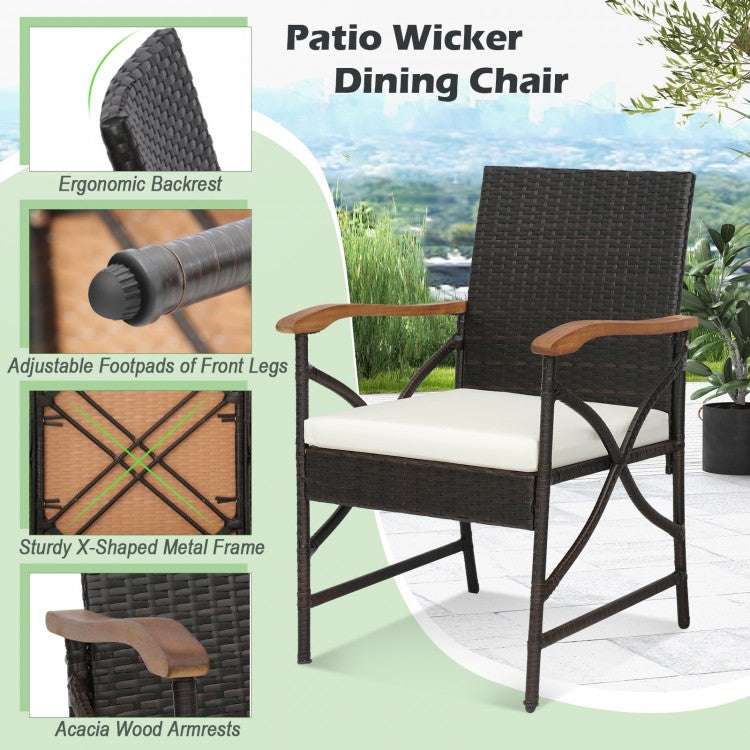 Costway Set of 4 Patio Wicker Chairs with Soft Zippered Cushion - Majic Backyard