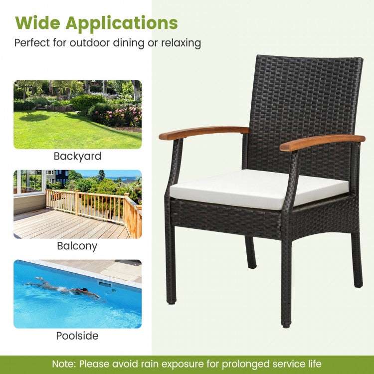 Costway Set of 4 Patio Dining Chair with Soft Zippered Cushion - Majic Backyard