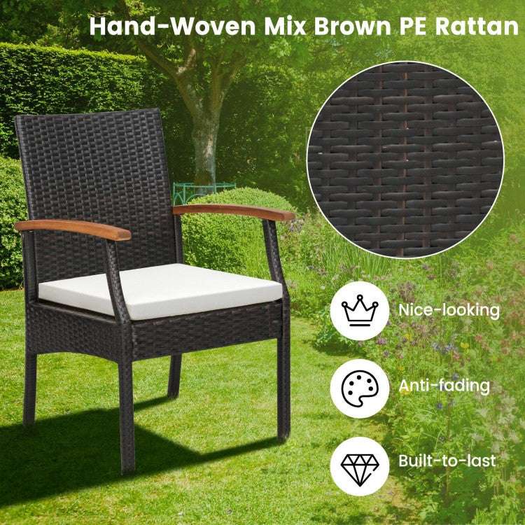 Costway Set of 4 Patio Dining Chair with Soft Zippered Cushion - Majic Backyard