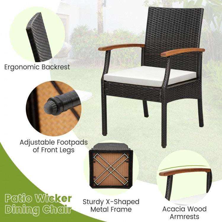 Costway Set of 4 Patio Dining Chair with Soft Zippered Cushion - Majic Backyard