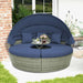 Costway Outdoor PE Wicker Round Daybed with Retractable Canopy and Cushions - Majic Backyard