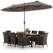 Costway 11 Pieces Patio Dining Set with 15 Feet Double-Sided Patio Umbrella and Base - Majic Backyard