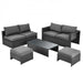 Costway 6 Pieces Patio Rattan Furniture Set with Glass Table and Cushioned Seat - Majic Backyard