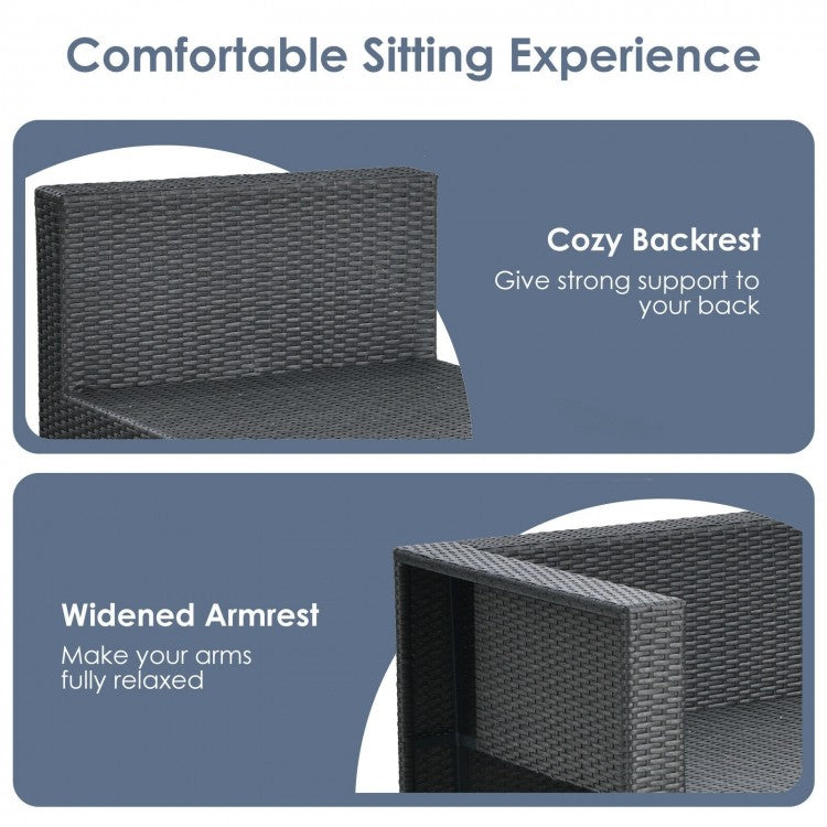 Costway 6 Pieces Patio Rattan Furniture Set with Glass Table and Cushioned Seat - Majic Backyard