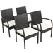 Costway 4 Pieces Patio Wicker Dining Armchair Set with Soft Zippered Cushion-Set of 4 - Majic Backyard