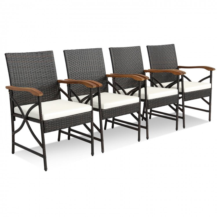 Costway Set of 4 Patio Wicker Chairs with Soft Zippered Cushion - Majic Backyard