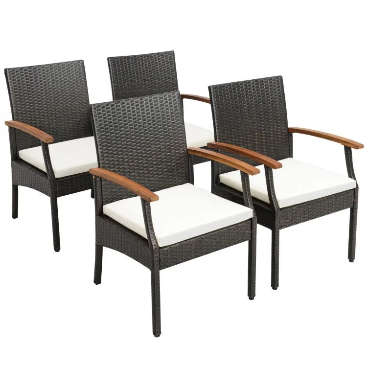 Costway Set of 4 Patio Dining Chair with Soft Zippered Cushion - Majic Backyard