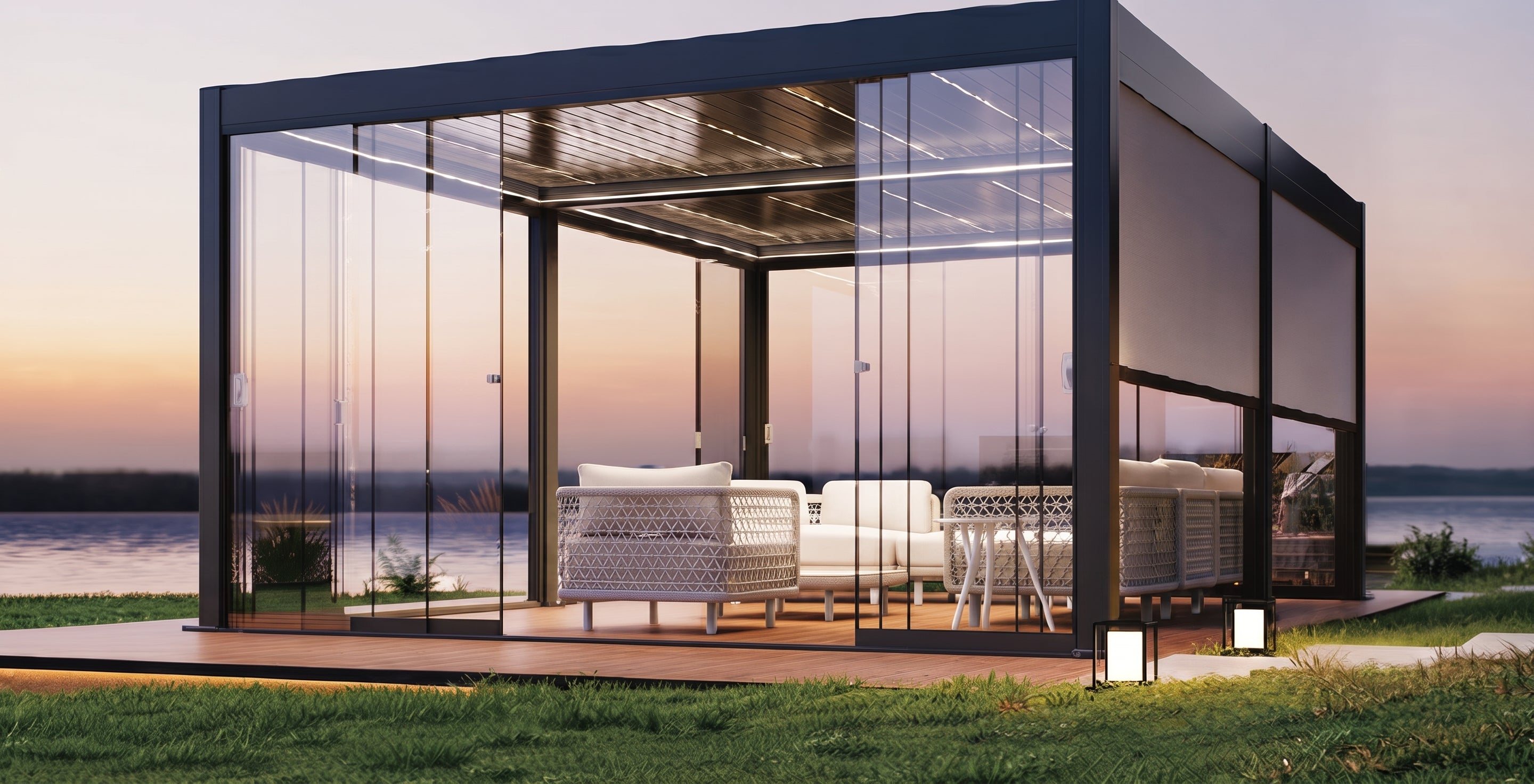 AlunoTec Palora P4 Aluminum Louvered Pergola | Motorized & Manual Luxury Patio Cover