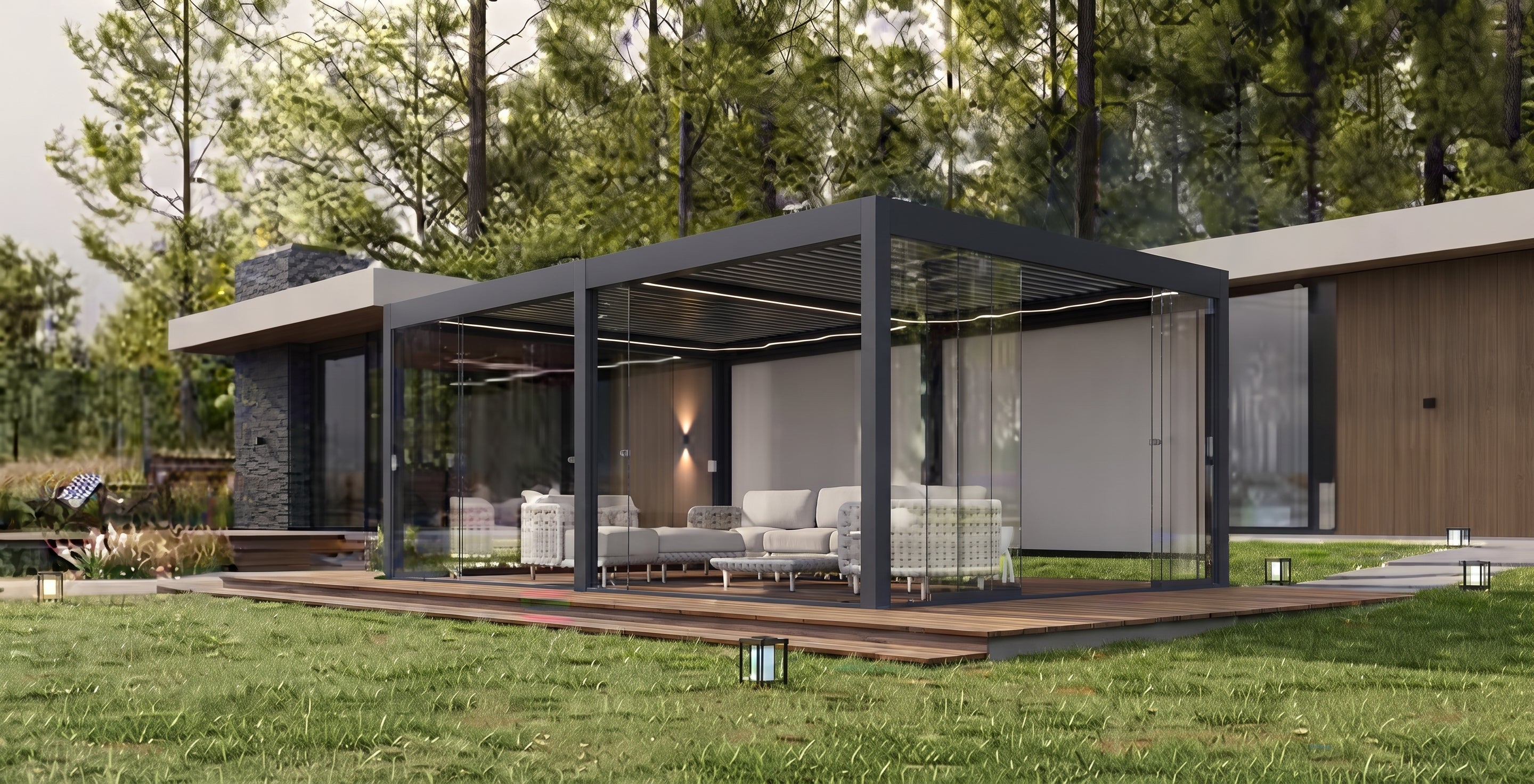 AlunoTec Palora P4 Aluminum Louvered Pergola | Motorized & Manual Luxury Patio Cover