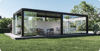 AlunoTec Palora P6 Luxury Motorized Louvered Pergola | Waterproof Aluminum Bioclimatic System - Majic Backyard