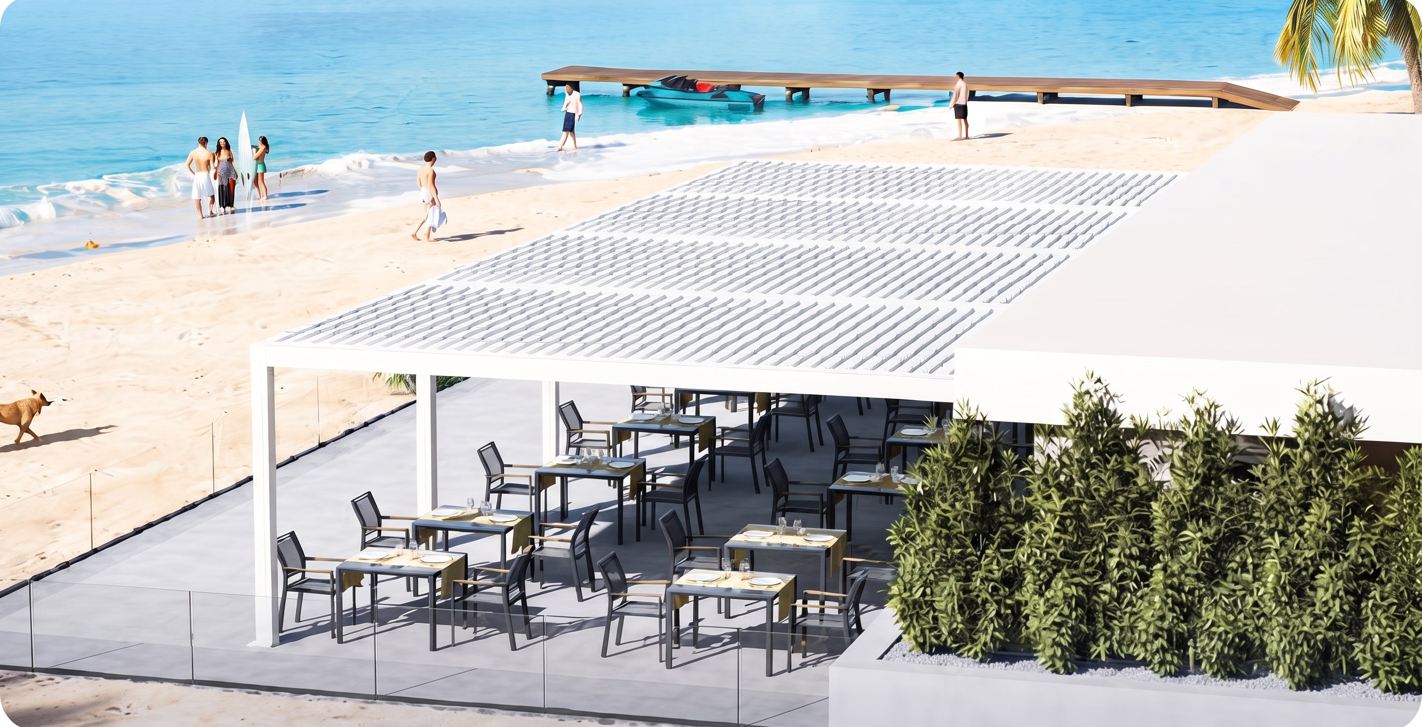 AlunoTec Palora P6 Luxury Motorized Louvered Pergola | Waterproof Aluminum Bioclimatic System
