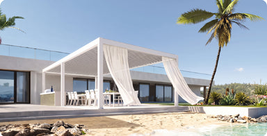 AlunoTec Palora P6 Luxury Motorized Louvered Pergola | Waterproof Aluminum Bioclimatic System - Majic Backyard