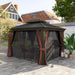 Outsunny 10' x 12' Outdoor Hardtop Gazebo with Galvanized Canopy & Netting Sidewalls for Lawn, Backyard - Majic Backyard